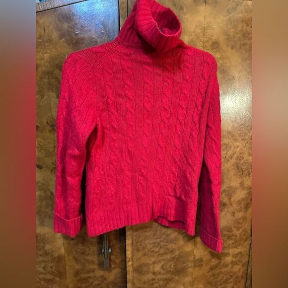 Charter Club - Red Cable Knit Turtleneck Sweater - Picture 1 of 5